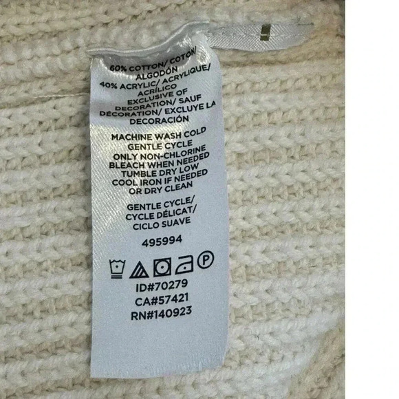 LOFT Women’s Medium Cream Knit Sweater with Button Detail - Picture 5 of 7